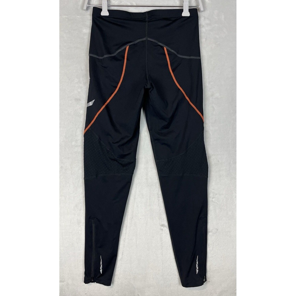 Asics Core Balance Tights Women Large Black Stretch Ankle Zip Vented Run Yoga - Picture 12 of 13